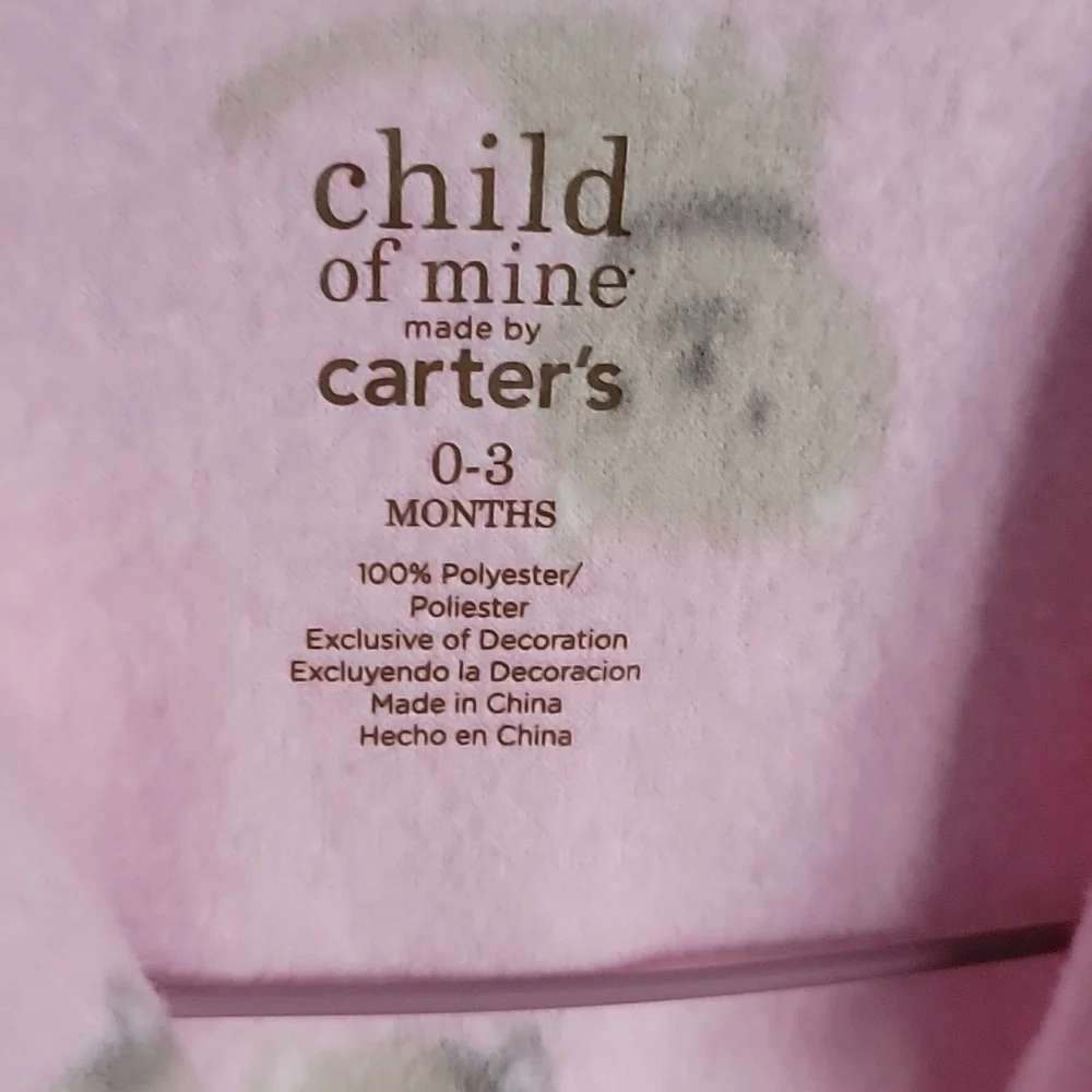 Carter's Child of mine, 0-3 months pink sleeper.